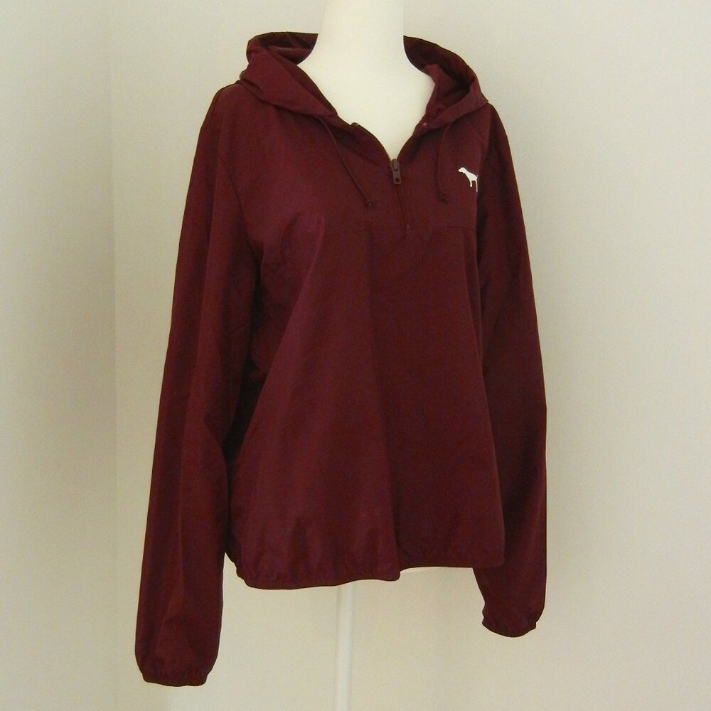 PINK by Victoria's Secret Quarter Zip Maroon Wind Breaker, XS